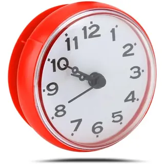 Joyzan Badezimmer Uhr, Duschuhr mit Saugnapf Mini Badezimmeruhr wasserdichte Badewannen Sauguhr Runde Wanduhr Spiegeluhr Dekoration Küchenuhr für Dusche Waschraum Küche Toiletten Wand Fenster