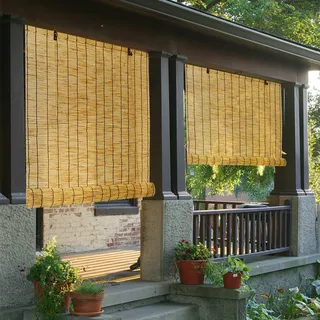 Aussenrollos Wetterfest,Senkrechtmarkise Außen,Sonnenschutzrollo Senkrecht Außenrollo,Natural Schilf Vorhang Outdoor-vorhänge,Außenjalousien für Fenster Terrasse Balkon Beschattung