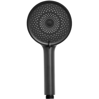 Wenko Duschkopf Mod. Softwater 3-fach Handbrause schwarz matt ABS Ø 12 cm kalkfrei wassersparend Universalanschluss 1⁄2 für Durchlauferhitzer geeignet