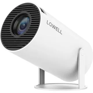 lqwell Beamer Projektor, unterstützt BT5.0 mit 11.0 Android OS, Automatische Trapezkorrektur, 130-Zoll-Display, 4K Heimkino, hdmi, Weiß