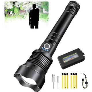 AngLink festberg HyperXLight PRO Ultrahelle Taschenlampe LED Aufladbar 90000 Lumen, Zoombare Taktische Taschenlampe mit 5 Modi, IPX7 Wasserdicht, Lange Laufzeit für Camping, Wandern, Notfälle