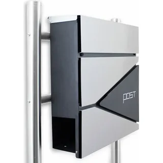 BITUXX Design Standbriefkasten Edelstahl Graphit inkl. Zeitungsfach