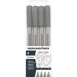 Eberhard Faber Pigment Fineliner schwarz, 4 Stück Etui