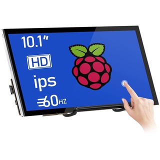 HMTECH Raspberry Pi Bildschirm 10.1 Zoll Touchscreen Monitor 1024x600 Portable HDMI Monitor 16:9 IPS Bildschirm Display für Raspberry Pi 4/3/2/Zero/B/B+ Win11/10/8/7, Free-Driver