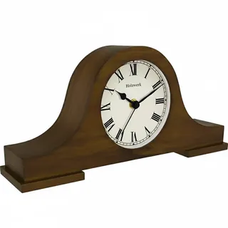 Holzwerk Holz Vintage Rustikal Retro Design Tischuhr Braun Traditionelle Tisch Uhr Elegante Holztischuhr Ohne Ticken Leise Römischen Ziffern Zahlen Kaminuhr Wohnzimmer Küche Standuhr Braun