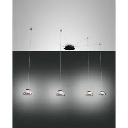 Fabas Luce LED Pendelleuchte ARABELLA 2 inkl. SMART LUCE, 4-flammig, 32W 3000K 3020lm, dimmbar, grau transparent FAB-3547-49-126-01