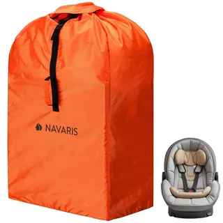 Navaris Transporttasche Kindersitz - Kinderwagen Tasche - Baby Autositz Reisetasche - Tasche für Kinderwagen - Kinderwagentasche - Wasserdicht - Leicht zu Tragen - Orange