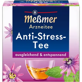 Meßmer Anti‐Stress‐Tee | Ausgleichend & entspannend |Arzneitee mit Melissenblättern, Baldrianwurzel, Pfefferminzblättern & Passionsblumenkraut | 9 Teebeutel