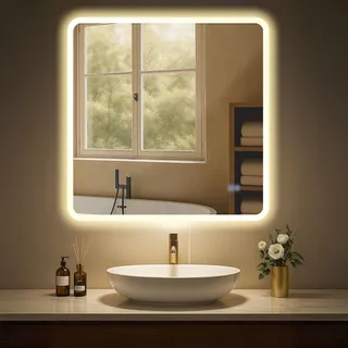 CLP Badspiegel Jericho Anti-Beschlag Badezimmerspiegel, Wandspiegel mit LED-Licht, dimmbar, 3 Licht-Modi