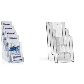 Prospektständer, LA-141 Flyerständer, Flyerhalter DIN Lang (DL) A6 mit 4 Etagen und extra Visitenkartenhalter & TAYMAR 1/3 A4 (trifold) Tisch-Prospektständer, Flyerständer, Prospekthalter, 3 Fächer