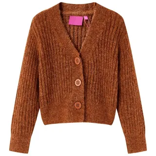 vidaXL Kinder Strickjacke Cardigan Pullover Langarm V-Ausschnitt Mädchen Cognac 140 - 140