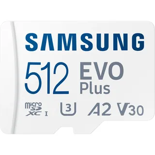 Samsung EVO Plus 2024 R160 microSDXC 512GB Kit, UHS-I U3, A2, Class 10 (MB-MC512SA/EU)