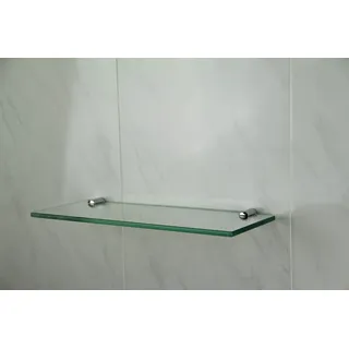 Glasregal mit 2 chromfarbenen Haltern, 300 x 100 mm
