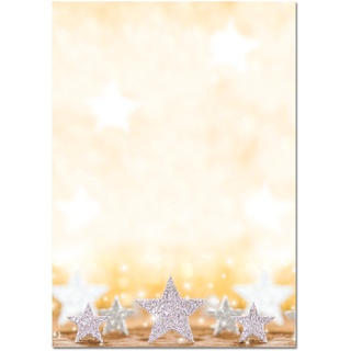 Sigel Weihnachtsbriefpapier Glitter Star Motiv DIN A4 90 g/qm 100 Blatt