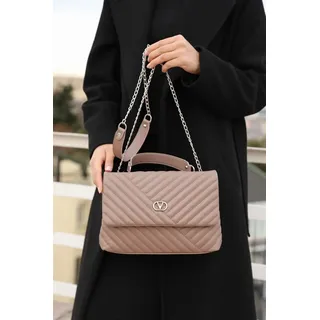 Madamra - Chain Strap Shoulder Bag with Quilted Cover - Dunkel Nerzbraun