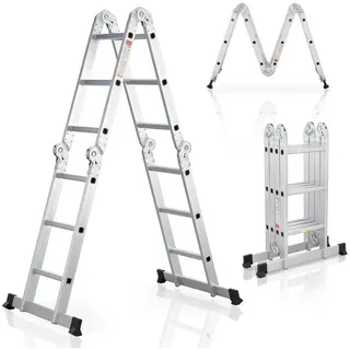 Juskys Aluminium Multifunktionsleiter 6 Sprossen