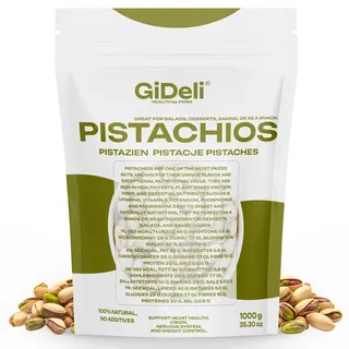 Pistazien 1kg Geröstet Gesalzen mit Schale Vegan Keto Proteinreich Natur GiDeli
