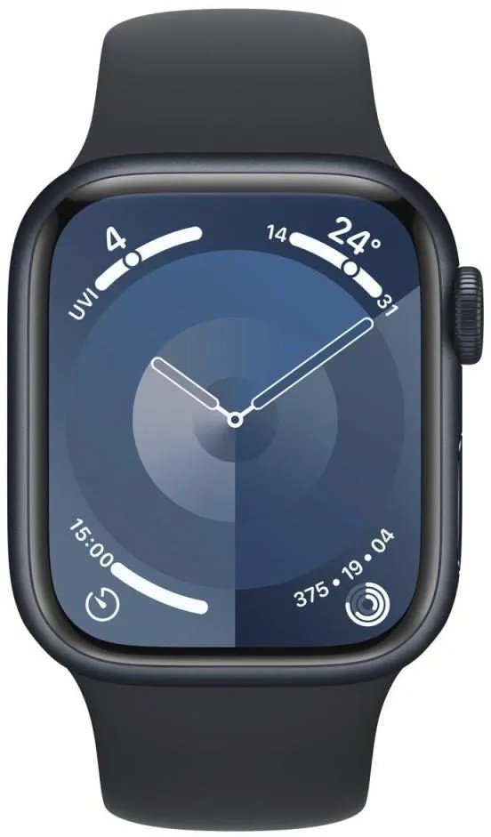 Apple Watch Series 9 (GPS + Cellular) 41mm Aluminiumgehäuse mitternacht, Sportband mitternacht, S/M