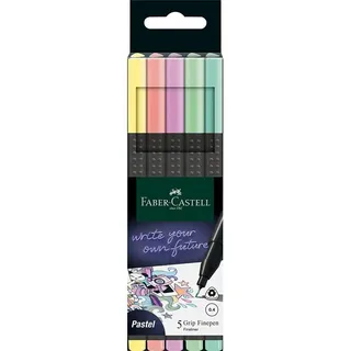 Faber-Castell Grip Pastell Fineliner farbsortiert 0,4 mm, 5 St.