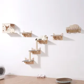 Vevor Kletterwand Katzen Wandliege Katzenliege Katzenbett Katzenregal 5er-Set