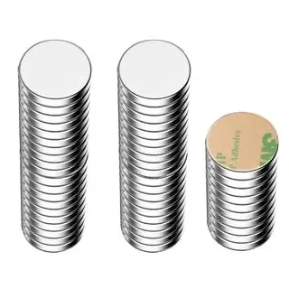 ECENCE Magnete silber, Neodym Magnet, Ø 8 mm, Höhe 1 mm, selbstklebend, 50 Stück