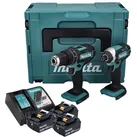 Makita DLX 2131 JX1 Akku Kombo Kit 18 V mit DHP 482 62 Nm + DTD 152 165 Nm + 3x Akku 3,0 Ah + Ladegerät + Makpac