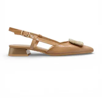 Hispanitas für Damen. HV243349 Ballerinas Dalí braun (38), Leder, Wohnung, Schnalle, Lässig
