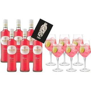 Sarti Rosa XXL Set Aperitif 6x 0,7L (14% Vol) + 6x Sarti Stielglas Ballon Gläse - 4200 ml