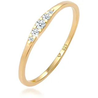 Elli Ringe - Ring Verlobungsring Diamant (0.07 ct) Bridal 925 S - Gr. 58 MM - in Gold - für Damen