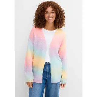 bonprix Strickjacke Oversize-Passform, Multicolour-Optik, offene Form blau|bunt|gelb|lila|rosa L (44/46)