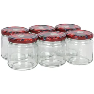 Buri Einmachgläser 6er-Set 210ml Marmeladengläser Vorratsglas Schraubdeckel Früchte
