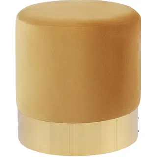Beliani Pouf Rund Polyester 39 x 40 x 39 cm Gelb/Gold