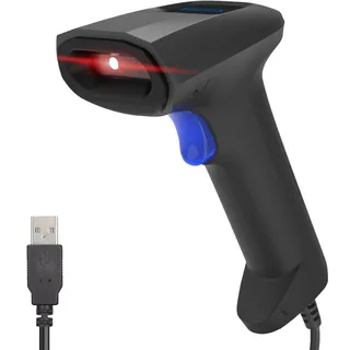 Atlantis A08-LD190-2D Barcodescanner 1D und 2D Optisch (640x480), 60fps, liest von Smartphone und Display, pharmazeutischer Code, USB-Anschluss, Schnellstartanleitung.
