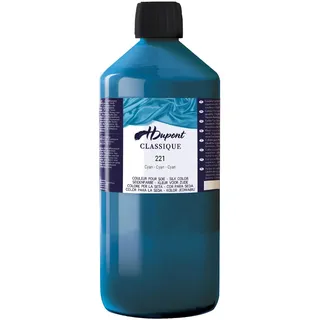 H Dupont DU0601000221C - Flasche Seidenmalfarbe Klassik 1000ml, Säurefarbstoffen für eine präzise Arbeit, mit Dampffixierung, für den professionellen Gebrauch, Cyanblau, 1 Stück