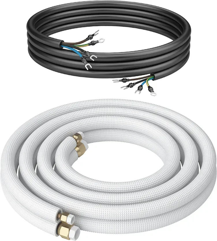 Kältebringer® 1-15m Kältemittelleitung 1/4“ + 3/8" Montage-Set für Split-Klimaanlage (4-adrig)