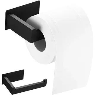 Toilettenpapierhalter Ohne Bohren Schwarz, Klopapierhalter ohne Bohren Schwarz, WC Rollenhalter Toilettenrollenhalter WC Papier Halterung Klorollenhalter ohne Bohrung Selbstklebend Toilettenhalter