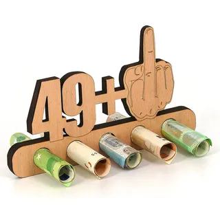 Giftota - Originelle Lustig 50. Geburtstag Geldgeschenk Holz - 49 + 1 - Geschenk zum 50.Geburtstag - Geburtstag Jubiläum - Geschenke aus Holz - Geschenke für Frauen & Männer