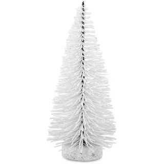 Dekobaum Glitzer 20 cm - weißer  Deko Tannenbaum - kleiner Metall Weihnachtsbaum