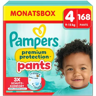 Pampers Pampers® Windeln premium Protection Pants Größe Gr.4 (9-15 kg) für Babys und Kleinkinder, 168 St.
