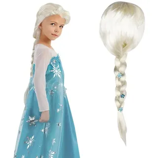 Hojalis Elsa Perücke, Prinzessin Elsa Perücke, Elsa Perücke Kinder, Elsa Haare, Perücke Kostüm Zubehö für Kinder Mädchen Geburtstagsparty Perücke Frauen Weihnachten Halloween Party Cosplay Karneval