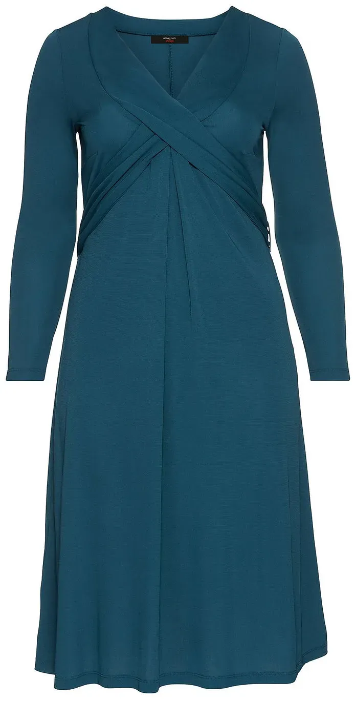 Jerseykleid mit Wickeleffekt - petrol - 50