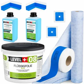 Level + Level+ - level+ Dichtset für Duschabdichtung Bad, Dichtband Flüssigfolie 12kg SET330