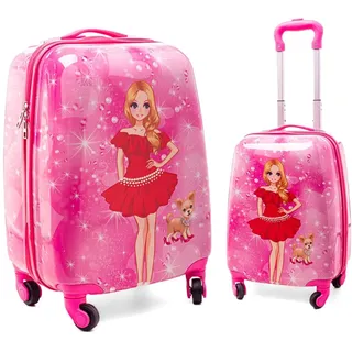 RGL Hartschalen 4-Rad Kinder Reisekoffer mit Puppenwagen