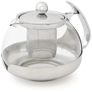 Kabalo 1200ml Moderne zeitgenössische stilvolle klare Glas & Edelstahl Teekanne mit losen Tee Blatt Infuser Küchenfilter