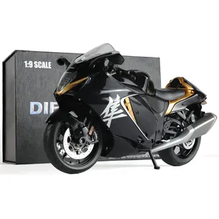 Risopen 1:9 Motorrad-Modell für Suzuki Hayabusa, Metalldruckguss, Motorradmodell, keine Montage erforderlich, Mini-Fertig-Motorrad-Kollektion, Geschenk für Erwachsene (schwarz)