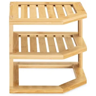 Navaris Eckregal aus Bambus mit 3 Ebenen - Regal aus Holz für Küche Bad - Kücheneckregal stehend für Arbeitsplatte Schrank - Organizer Natur