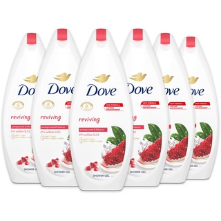 Dove Reviving Dusche mit Granatapfel und Hibiskus, feuchtigkeitsspendendes Duschgel, milde Formel auf dem Hautmikrobiom, zu 92% biologisch abbaubar, Duschbad für Damen und Herren, 12 Stück à 250 ml