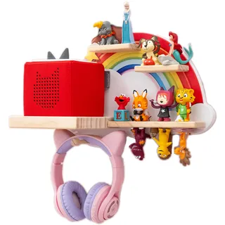 WeMa Tonie Regal Regenbogen - magnetisches Wandregal für Toniebox & Tonie Figuren - Aufbewahrung für Hörfiguren und Kopfhörer - magnetisches Toniebox Regal Mädchen & Junge