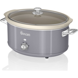 Swan Retro Slow Cooker 6,5L, Antihaft-Keramisches PFOA- und PTFE-freies, Vintage 320W