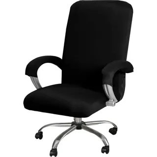 Bürostuhlbezug, dehnbar, waschbar, drehbarer Stuhlbezug, Stuhlbezug, Sesselbezug für Bürostuhl, drehbarer Drehstuhl, Armlehnen, Stuhl (schwarz, l)